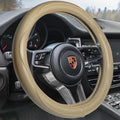 HAOKAY Top Grade Beige Genuine Leather Steering Wheel Cover Men Women, Luxury by HAOKAYAUTOPRODUCTS