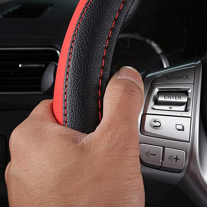 Leather Car Steering Wheel Cover, Non-Slip Car Wheel Cover Protector Breathable - Image 6