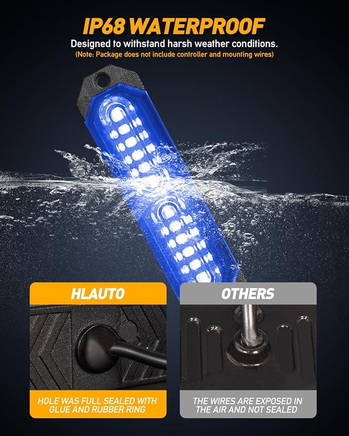 HLauto 1200T Emergency Strobe Grille Lights: 8pcs 12 LED Sync Feature Safety - Image 4