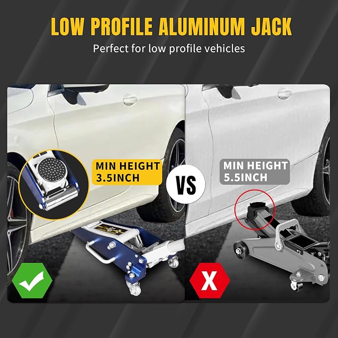YELLOW JACKET Floor Jack 1.5 Ton Hydraulic Low Profile Aluminum and Steel Car - Image 6