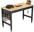 48" Adjustable Heavy Duty Workbench, 2000 LBS Load Capacity Rubber Wood Work by CAMMOO