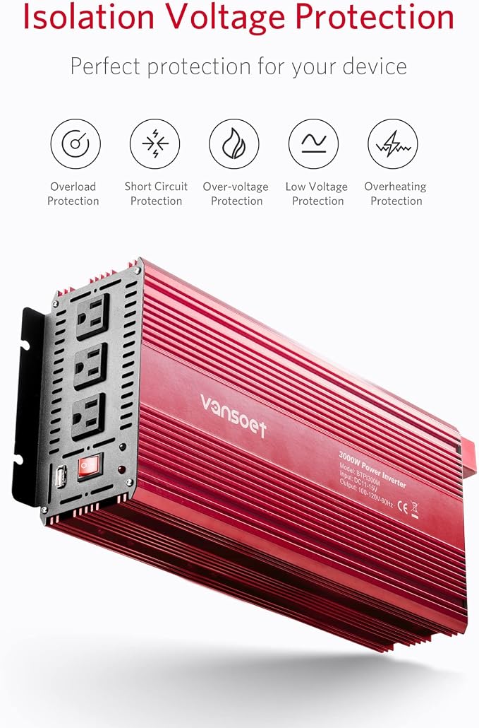 3000 Watts Power Inverter, 12V DC to120V AC Car Inverter - Image 3