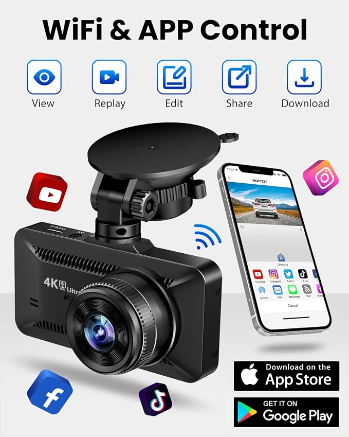 Dash Cam Front and Rear 4K/1080P, Dash Camera - Image 3