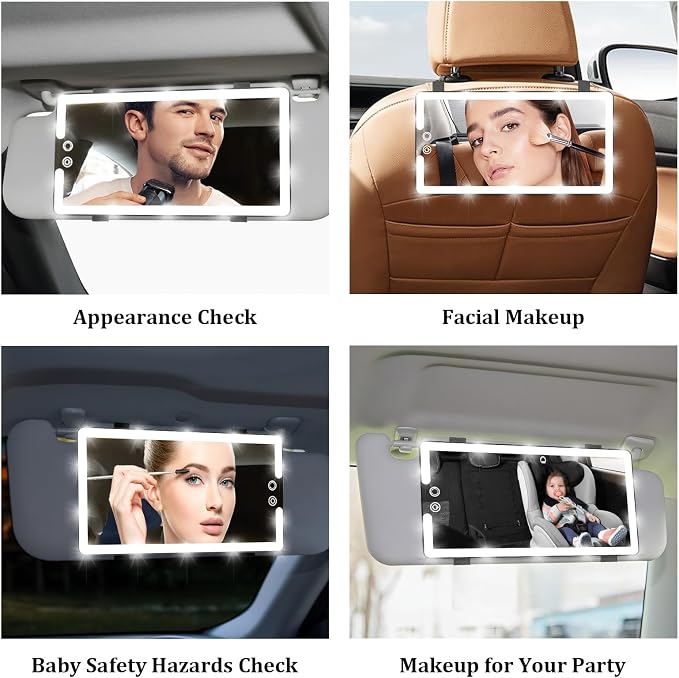 Car Sun Visor Vanity Mirror, Rechargeable Led Makeup Mirror - Image 8