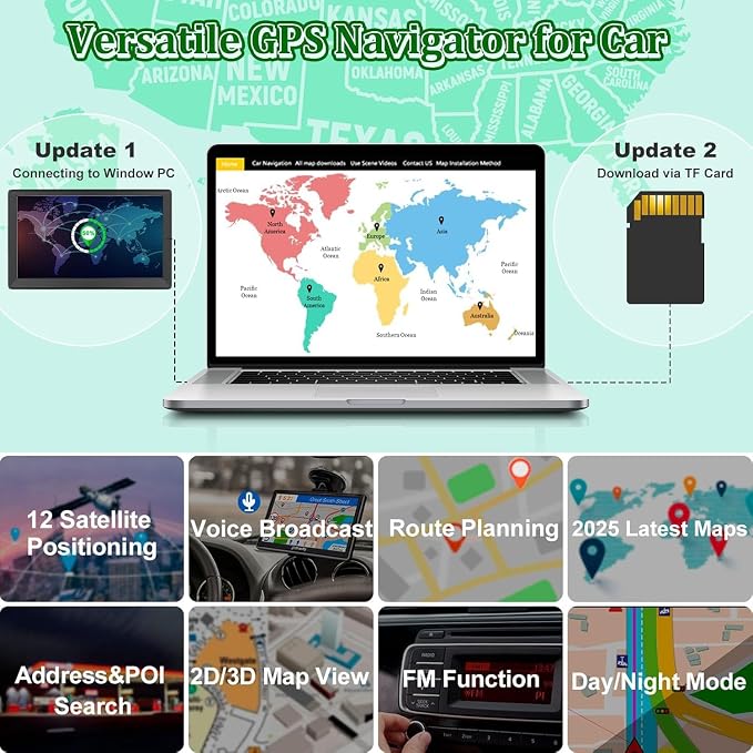 GPS Navigator for Car Truck RV, 9 inch Touch Screen Latest 2025 Map, Real Voice - Image 2