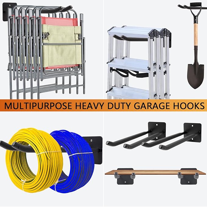 Sinoer Upgraded Garage Hooks, Shed Organizer, Utility Steel Garage Storage Hooks - Image 4