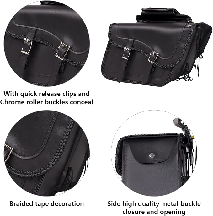 GARGOYLE BELLS Motorcycle Saddle Bags Synthetic Leather Motorcycle Luggage Bag - Image 2