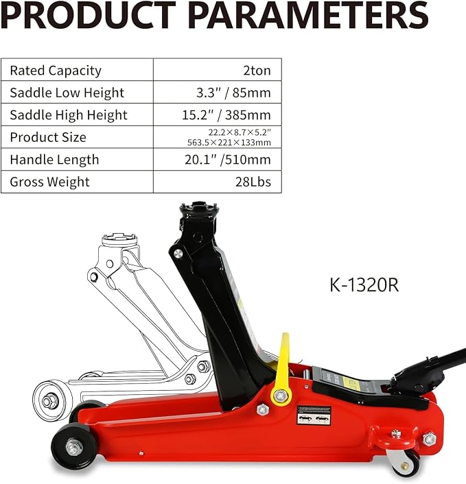 2 Ton Low Profile Floor Jack, Heavy Duty - Image 4