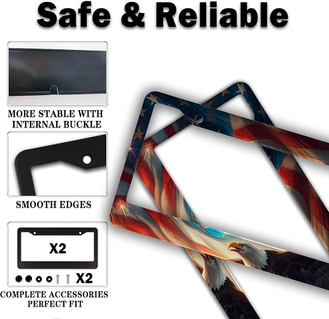Automotive Exterior Accessories Multicolor License Plate Frames American Flag - Image 4