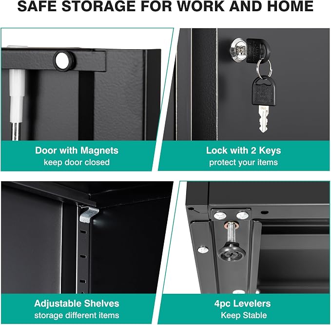 Metal Storage Cabinet with Drawer and Locks - Image 4