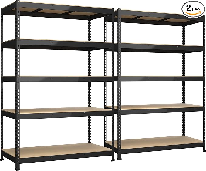 2 Packs 48" W x 24" D x 72" H Adjustable Garage Storage Shelves by BuxWellBang