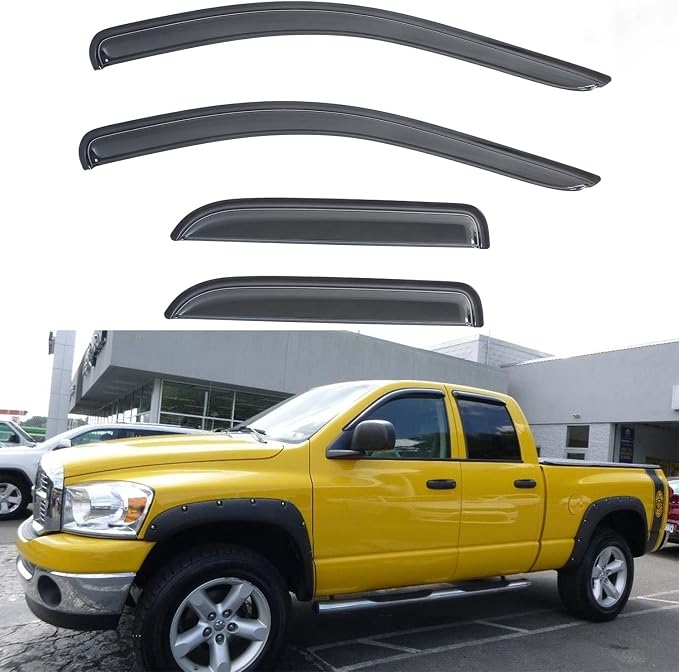 4pcs Front+Rear Smoke Sun/Rain Guard Outside Mount Tape-On Window Visors by LQQDP