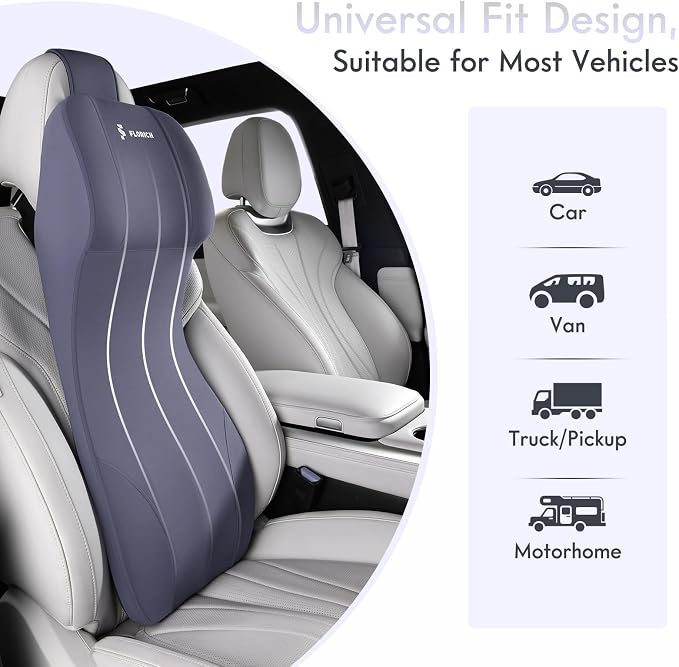 FLORICH Integrated Car Seat Lumbar Support Pillow & Car Neck Pillow Memory Foam - Image 9