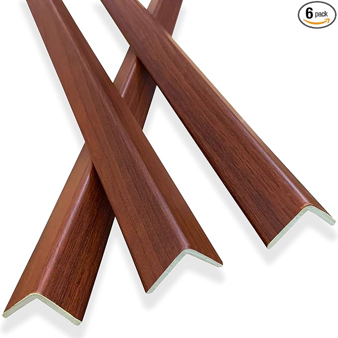 6 Pcs 49" Wall Corner Protector Trim, Walnut Wood Grain Edge Strip by KTINITK