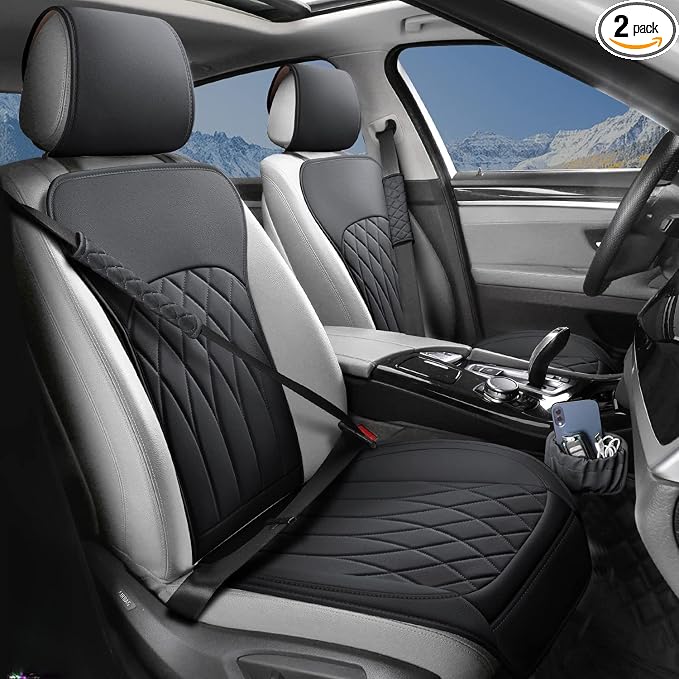 2 Pack Leather Front Car Seat Covers, Universal Sideless Car Seat Protectors by BEITK