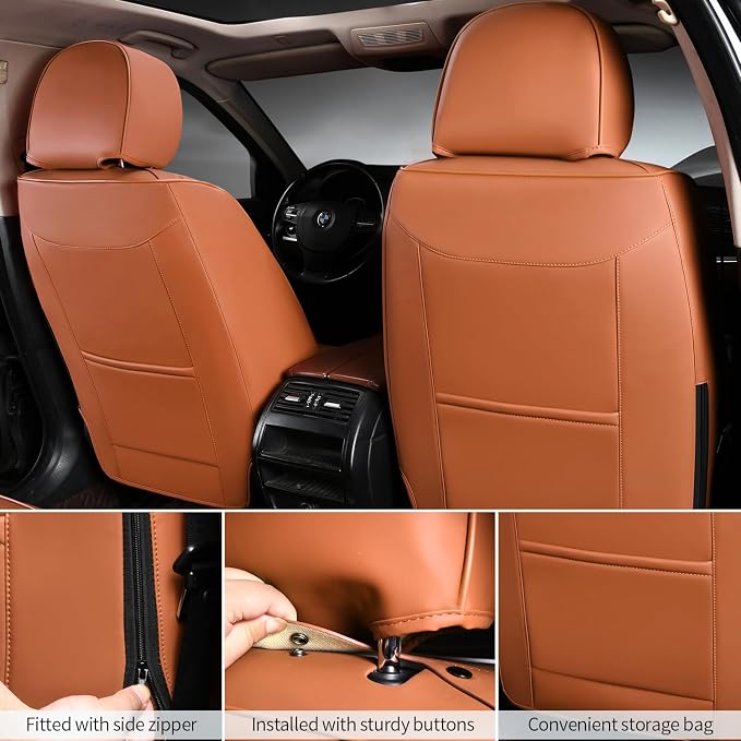 2 Packs Car Seat Covers Leather Car Seat Covers Universal Seat Covers - Image 3