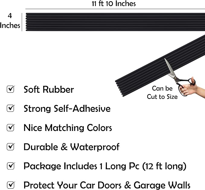 Rubber Bond Garage Wall Protectors - 4in x 12ft Strong Self-Adhesive Rubber - Image 2