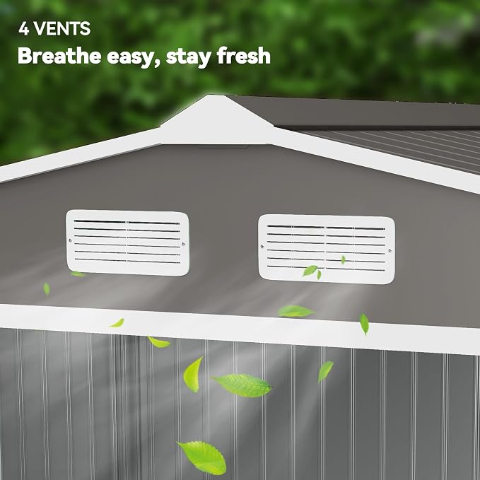 Outsunny 9' x 6' Outdoor Storage Shed, Garden Tool Metal Shed - Image 7