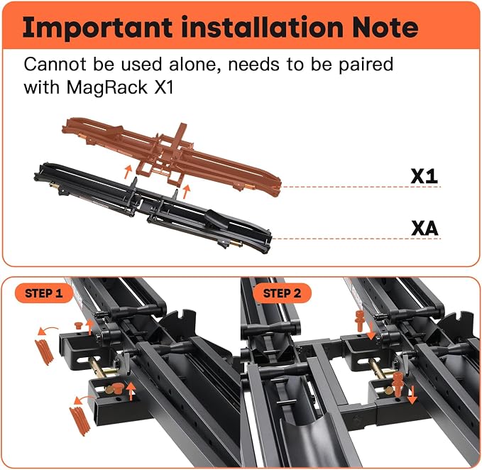 MagRack XA, Add-On MagRack X1, Expandable Hitch Bike Rack, Adding Extension - Image 3