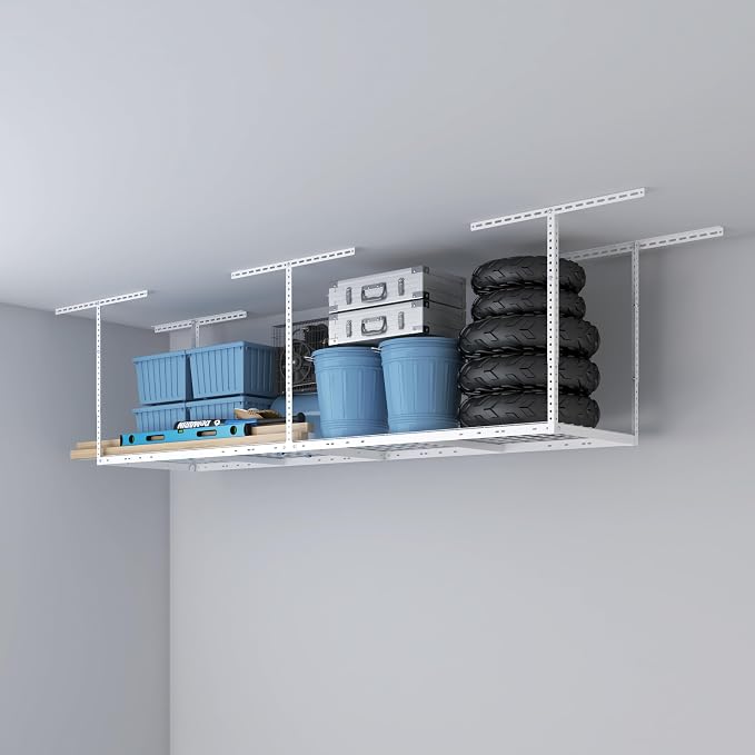 2ftx8ft Overhead Garage Storage Rack, Heavy-Duty Metal Garage Ceiling Storage by eShelf
