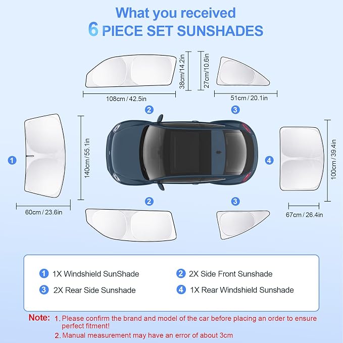 6pcs Car Window Shades for Volkswagen VW Beetle 2012-2019 Accessories, - Image 7
