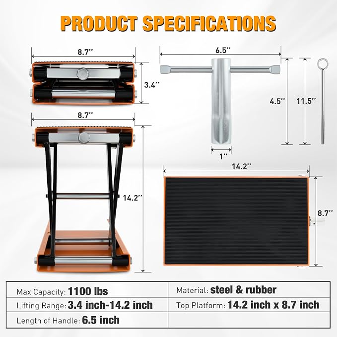 Nilight Motorcycle Lift Jack 1100 LBS Scissor Jacks Stand Lift - Image 8