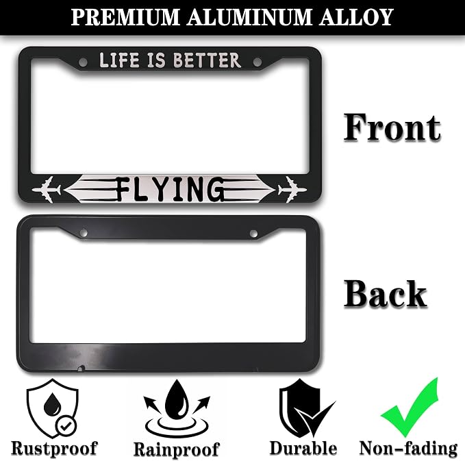 License Plate Frames Black and White Automotive Exterior Accessories Life is - Image 3