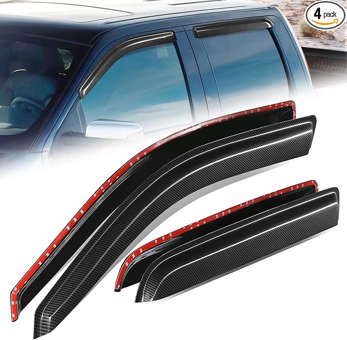 Auto Dynasty 4Pcs Carbon Fiber Pattern Window Visors Compatible by AutoDynasty