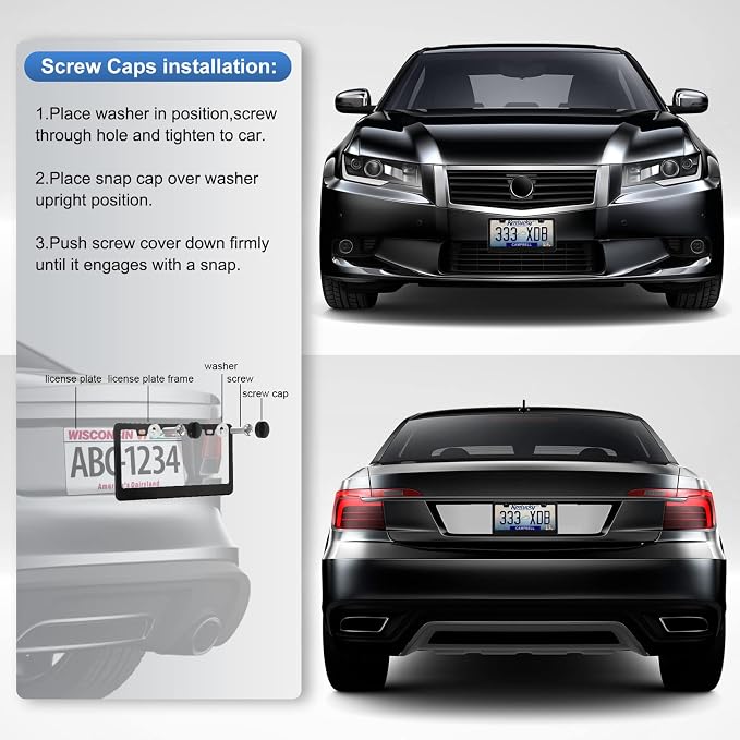 2 Pack License Plate Frames, Stainless Steel Car License Plate Cover Car - Image 5