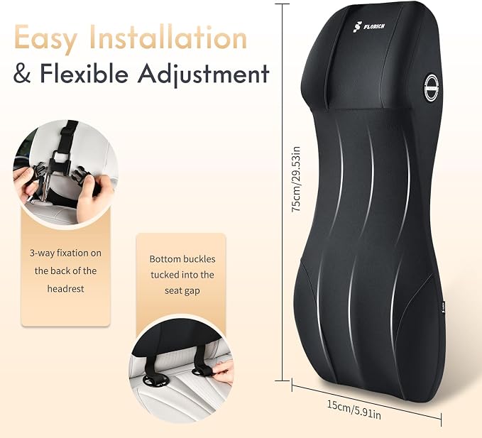 FLORICH Lumbar Support with Car Headrest Pillow 2-in-1 Memory Foam Car Seat - Image 6