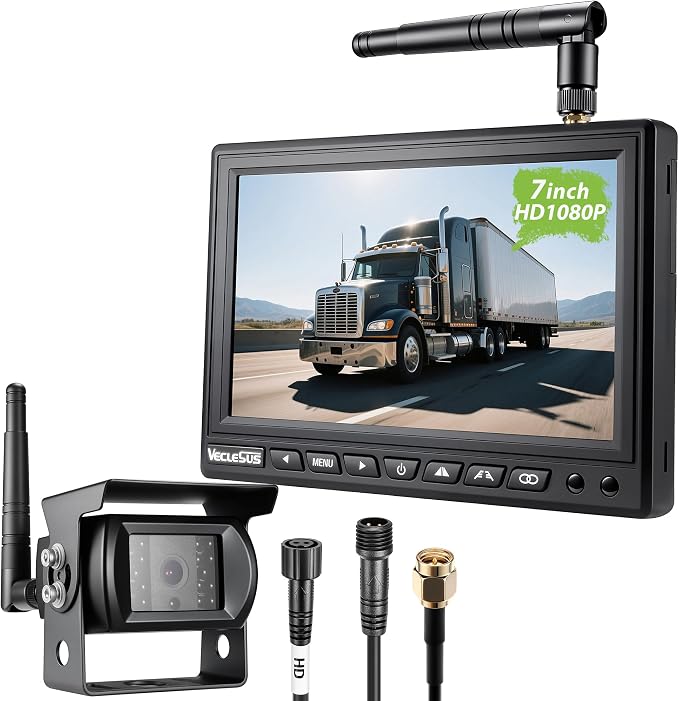 Wireless Backup Camera for Trucks VMW7 high Definition 1080P 7” IPS Monitor by VECLESUS
