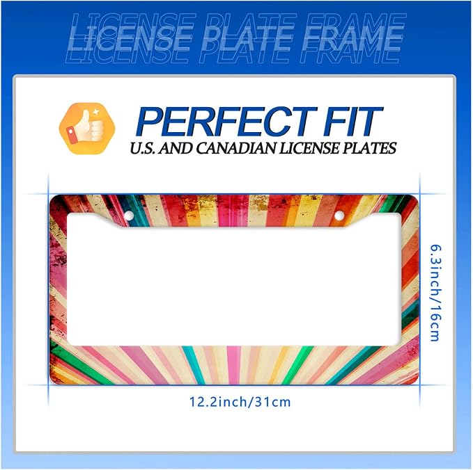 Retro Rainbow License Plate Frame Hippie Rainbow Stripes License Plate - Image 7