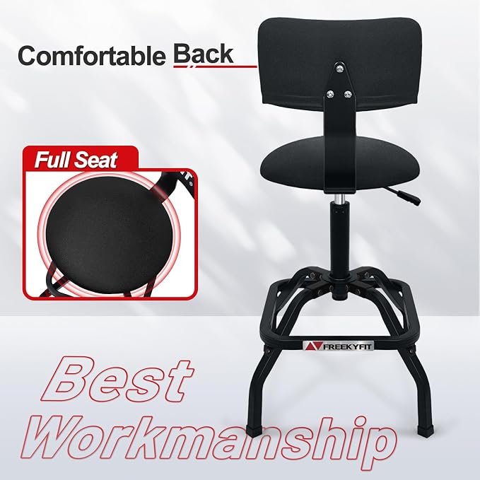 Shop Stool with Backrest, Mechanic Garage Stool - Image 6