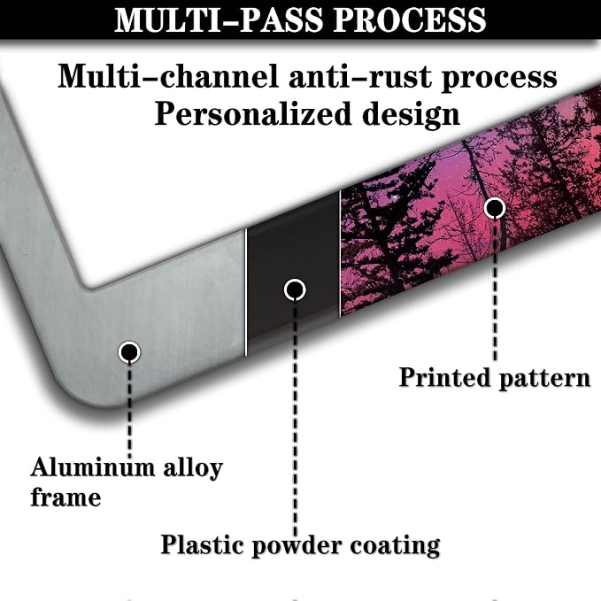 Car Plate Frame for Women Multicolor License Plate Frames for Men Forest Night - Image 5