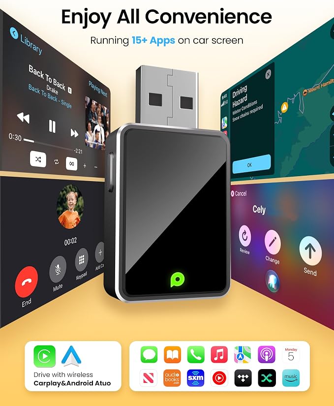 Wireless CarPlay Adapter, One Click Multi Device Switching Seamless Connection - Image 3