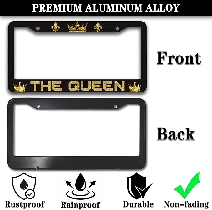 License Plate Frames Black Yellow Automotive Exterior Accessories The Queen - Image 3