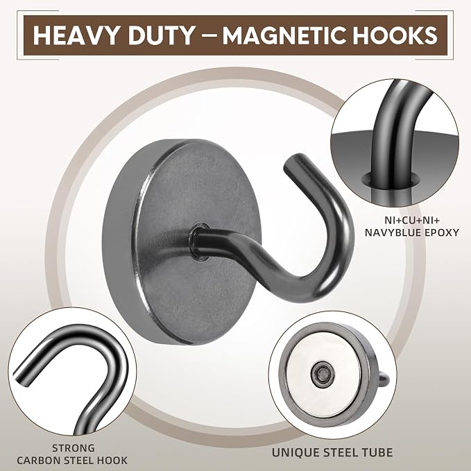 Neosmuk Magnetic Hooks, Cruise Ship Essentials, 120lb+ Heavy Duty Magnetic Hooks - Image 6