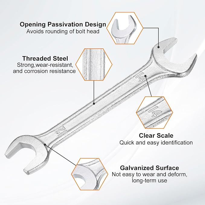 HARFINGTON 2pcs Double Open End Wrench 12mm x 14mm Metric 15 Degree Offset - Image 4