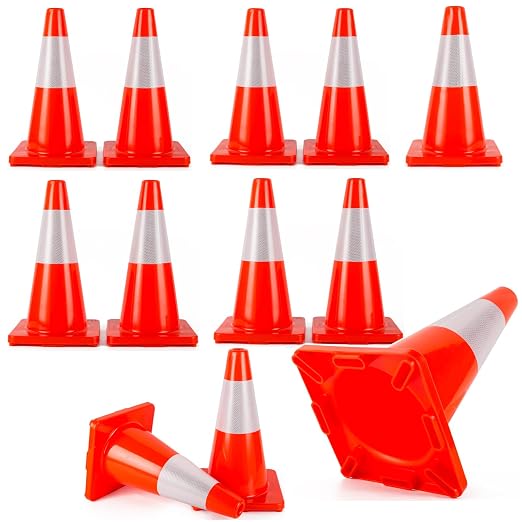 Traffic Cones 18 inch 12 Pack Safety Cones Orange by StrLon
