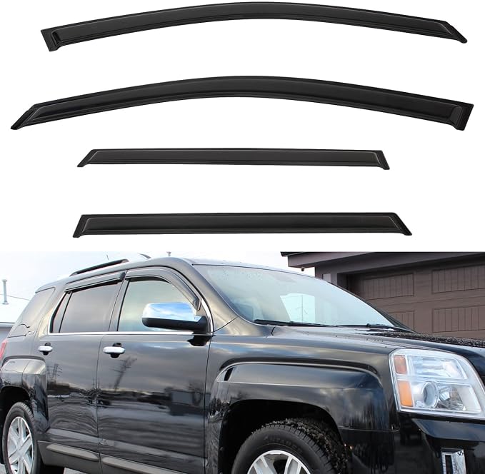 4pcs Front+Rear Smoke Tint Sun/Rain Guard Outside Mount Tape-On Vent Window by LQQDP