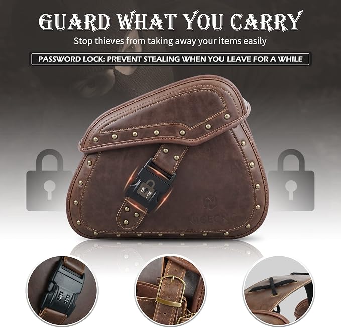 NICECNC Motorcycle Saddle Bags, PU leather Motorcycle Saddlebags, Reinforced - Image 6