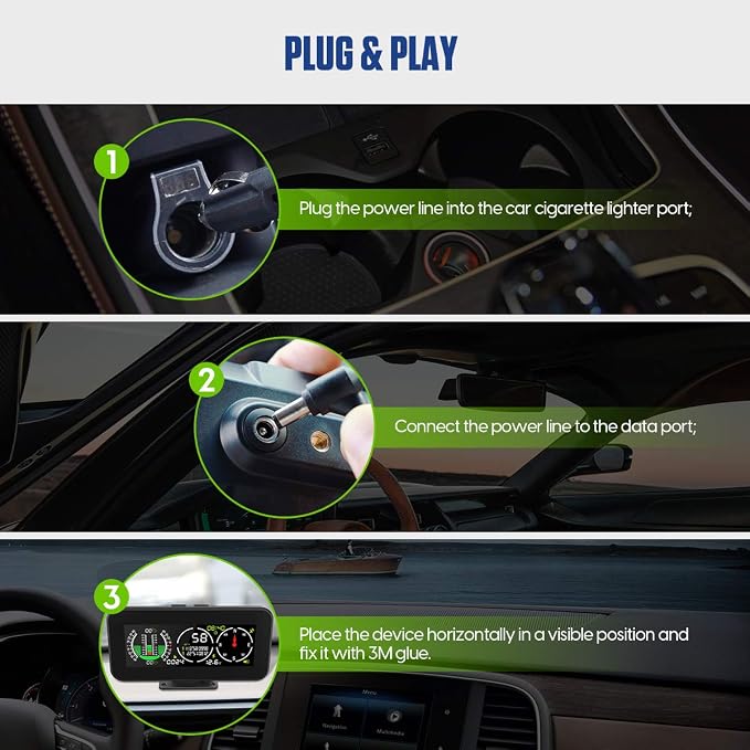 GPS Car Digital Inclinometer for Off Road Vehicles, Head Up Display DC 10-30v - Image 5