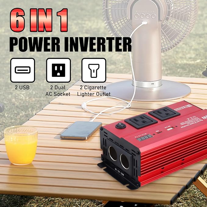 HITRENDS 600W Inverter for Car Power Inverters, 12V DC to 110V AC Converter - Image 5