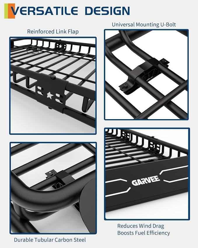 51" x 36" Universal Roof Rack Carrier Basket, 200 Lbs Capacity Car Cargo Rack - Image 2
