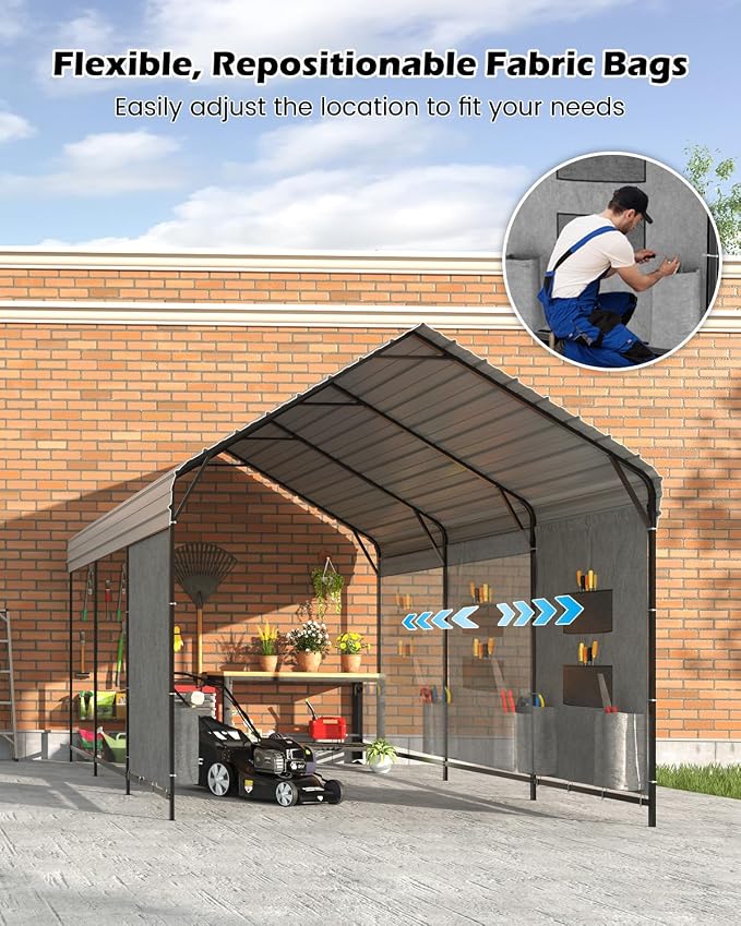 10'x15'x10' Heavy Duty Metal Carport, Steel Carports Canopy - Image 4