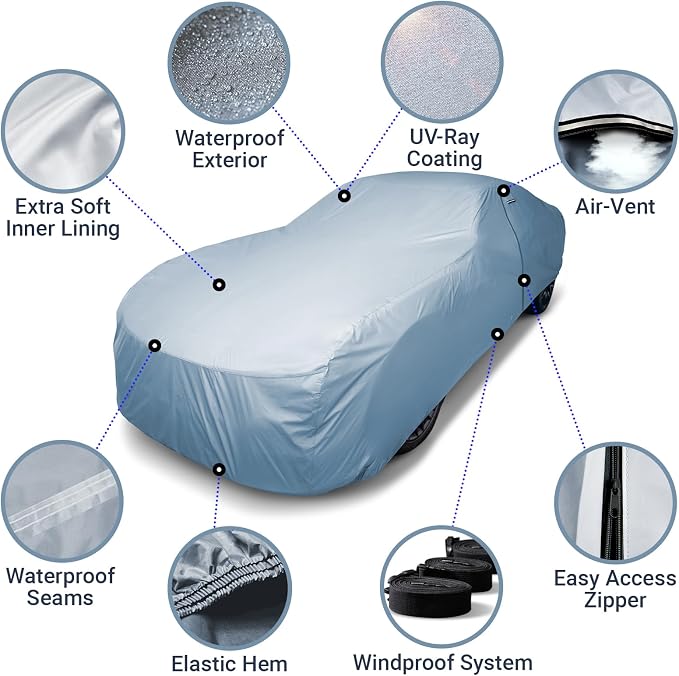 iCarCover Premium Car Cover for 1964-1967 Pontiac Tempest 4-Door Heavy Duty - Image 4