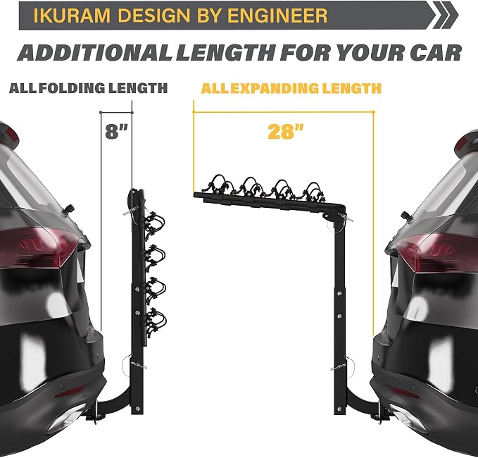 4 Bike Rack Bicycle Carrier Racks Hitch Mount Double Foldable Rack - Image 6