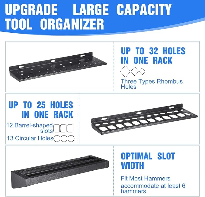 3 Pcs 16in Screwdriver Organizer Wall Mounted Metal Storage Set - Image 3