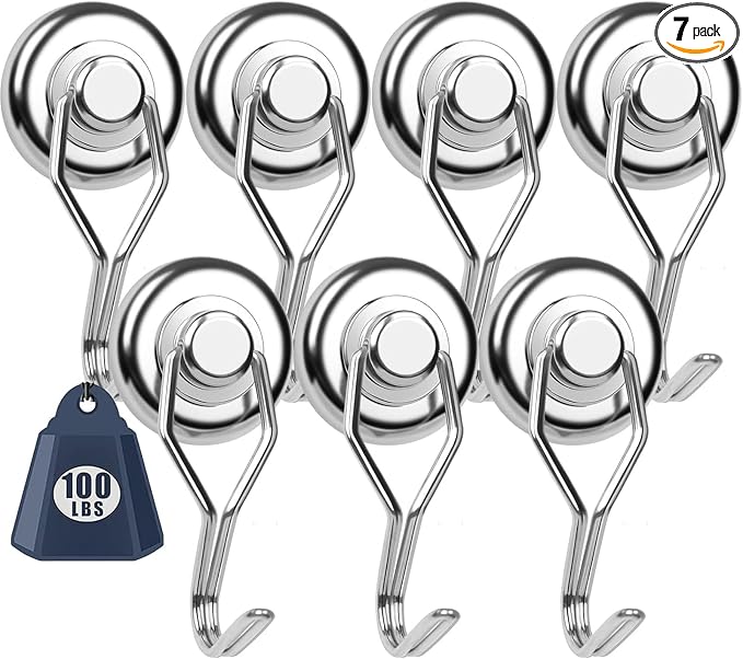 DIYMAG Swivel Swing Powerful Magnetic Hooks, 100LB Strong Heavy Duty Neodymium by DIYMAG