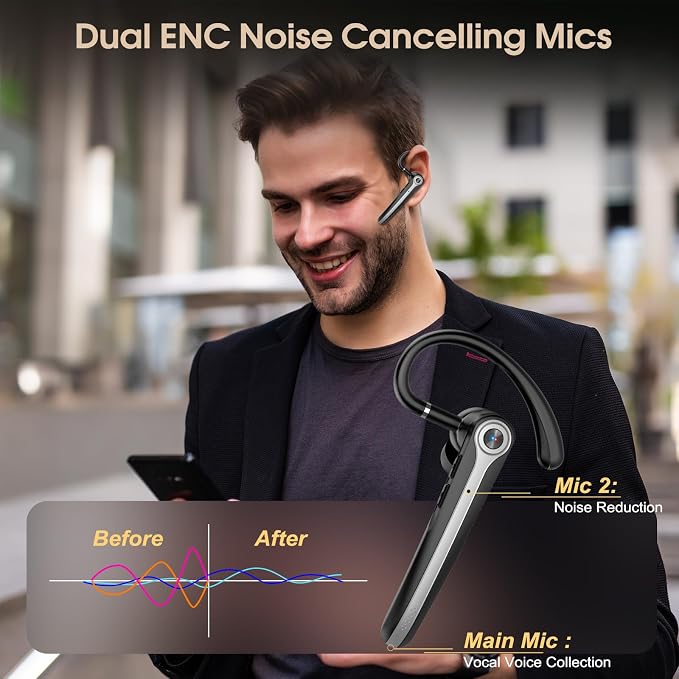 Bluetooth Headset, Wireless Bluetooth Earpiece - Image 2
